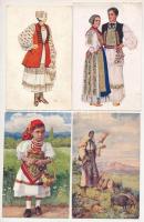 Hrvatske narodne nosnje / Kroatische Volkstrachten - 4 db régi motívum képeslap: horvát népviselet / 4 pre-1945 motive postcards: Croatian folklore