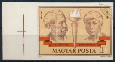 1978 Czabán Samu és Berzeviczy Gizella ívszéli vágott bélyeg