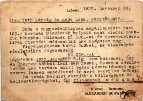 1933 Losonc, Lucenec; Alexander Schwarcz (azelőtt Schwarcz Tóbiás fia), a Bacher ekék és Melichar ve...