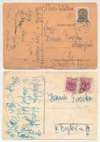 2 db RÉGI kézzel készített, rátétes, magyar népviseletes lap / 2 pre-1945 hand-made, decorated Hunga...