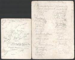 1896 Pannonhalmi millenniumi emlék, 2 db, hátoldalukon sok aláírással, 15×11 és 16×21 cm