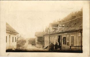 1927 Graz, Göstinger Strasse 79., Hanns Rauch Spezereiwaren / street, groceries, shop. photo (crease)