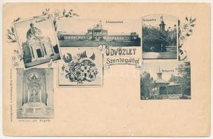 Szentegát (Szigetvár), Biedermann bárói család kastélya és mauzóleuma, kápolna, park. Hermann Seibt (Kretzschmar &amp; Schatz) kiadása. Art Nouveau, floral (b)