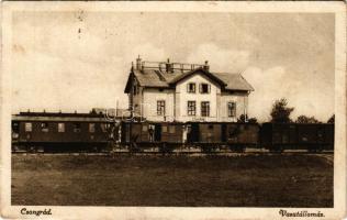 1925 Csongrád, vasútállomás, vonat. Bozó és Justin kiadása (fl)