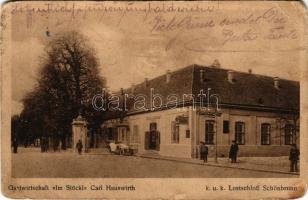 Wien, Vienna, Bécs; Gastwirtschaft "Im Stöckl" Carl Hauswirth, k.u.k. Lustschloss Schönbrunn. Phot. S. Schramm / restaurant, inn, automobile (Rb)