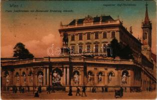 1910 Wien, Vienna, Bécs; Franz Josefbrunnen mit Monument Erzherzog Albrecht, Augustiner Hof-Pfarrkirche. Dr. Trenkler Co. / fountain, monument, church (EB)