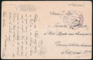 1917 Tábori posta képeslap Budapesten keresztül Leopold Güttnernek, a Dunai Flottilla Parancsnokság tagjának küldve az S.M.S. Hebe fedélzetére, a Feldpostamt 299 címen