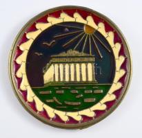 Zománcozott bronz dísztálka, d: 9 cm