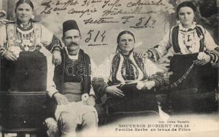Souvenir d'Orient 1914-18, Famille Serbe en tenue de Fetes / Serbian folklore, Szerb folklór
