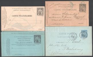 Franciaország 56 db régi díjjegyes levelezőlap, köztük 8 db táviratlap