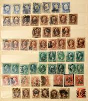 USA 1.400 db bélyeg a klasszikusoktól kezdődően kb 1900-ig, 12 lapos, nagyalakú berakóban jó értékek...