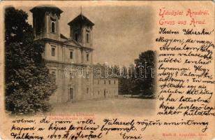 1899 Arad, Vártemplom a kórházzal. Bloch H. kiadása / Festungs-Kirche u. Spital / castle church, hospital (EK)