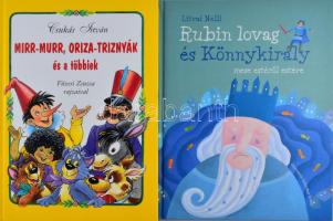 Litvai Nelli: Rubin lovag és a Könyvkirály. Mese estéről estére. 2017, Electroproduct Kft. Kiadói kartonált kötés, jó állapotban. + Csukás István: Mirr-Murr, Oriza-Triznyák és a többiek. Füzesi Zsuzsa rajzaival. 2005, Gesta. Kiadói kartonált kötés, jó állapotban.