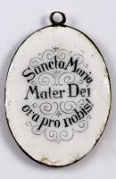 Arany (Au) 10K Szűz Mária ovális porcelán medál, 3x2,5 cm, bruttó 6g