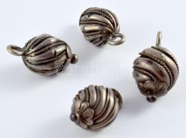 cca 1850 4 darab Ezüst (Ag) pitykegomb, jelzett, nettó 8,1g