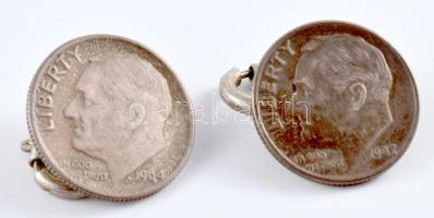 2 darab ezüst (Ag) érméből kialakított gomb, 6g