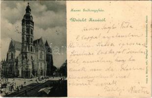 1901 Kassa, Kosice; székesegyház, piac. Vitéz A. kiadása / cathedral, market (EK)