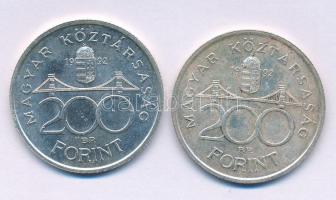 1992. 200Ft Ag "MNB" (2x) T:AU,XF patina Adamo F13