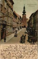 1903 Pozsony, Pressburg, Bratislava; Mihály kapu utca, üzletek. Loius Koch / street, shops (EM)
