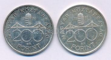 1992. 200Ft Ag "MNB" (2x) T:AU,XF patina Adamo F13