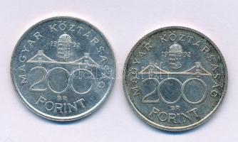 1992. 200Ft Ag "MNB" (2x) T:AU patina Adamo F13