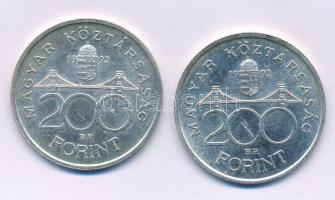1992. 200Ft Ag "MNB" (2x) T:AU,XF patina Adamo F13