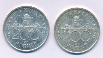 1992. 200Ft Ag "MNB" (2x) T:AU,XF patina Adamo F13