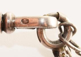 Ezüst (Ag) nagyméretű nyaklánc, zománcozott díszítéssel és barokk gyöngy berakásokkal, jelzett, h: c...