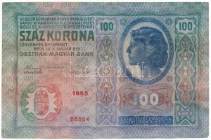 1912. 100K felülbélyegzés nélkül "1865 55354" T:F, tűlyuk Adamo K28