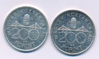 1992. 200Ft Ag "MNB" (2x) T:AU kis patina Adamo F13