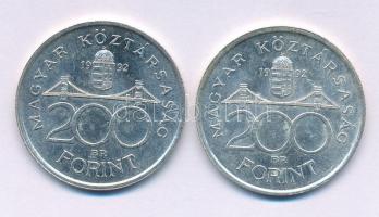 1992. 200Ft Ag "MNB" (2x) T:AU,XF Adamo F13