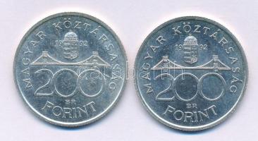 1992. 200Ft Ag "MNB" (2x) T:AU,XF Adamo F13