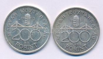 1992. 200Ft Ag "MNB" (2x) T:AU,XF patina Adamo F13