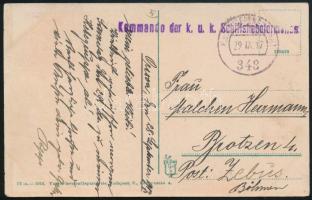 1917 Tábori posta Orsova képeslap "Kommando der k. U. K. Schiffshebeformation" , "K.u.K. ETAPPENPOSTAMT / 343"