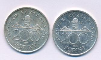 1992. 200Ft Ag "MNB" (2x) T:AU,XF patina Adamo F13