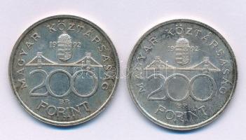 1992. 200Ft Ag "MNB" (2x) T:AU,XF patina Adamo F13