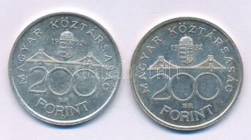 1992. 200Ft Ag "MNB" (2x) T:AU,XF patina Adamo F13