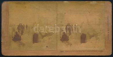 1899 This way for your Hop Beer, Alaska, sztereófotó B. W. Kilburn, viseltes állapotban, 9×18 cm