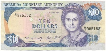 Bermuda 1997. 10$ "B/2 985152" T:F Bermuda 1997. 10 Dollars "B/2 985152" T:F Krause P#42c