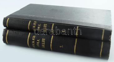 Wilhelm Adolph Becker: Gallus oder römische Scenen aus der Zeit Augusts. 1-2. Theile. Zur genaueren Kenntniss des römischen Privatlebens. Neu Bearbeitet von Hermann Göll. Berlin, 1880-1881, S. Calvary &amp; C., 2+XIV+232 p.;VIII+462 p. Átkötött aranyozott félvászon-kötés, márványozott lapélekkel, kopott borítókkal, az egyik kötet címlapja restaurált.