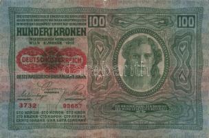 1912. 100K piros vízszintes "Deutschösterreich" fny-sal T:II