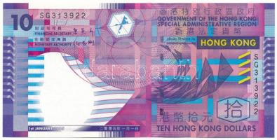 Hong Kong 2005. 10$ "SG 313922" T:AU, hullámos papír Hong Kong 2005. 10 Dollars "SG 313922" C:AU, wavy paper Krause P#400c