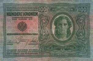 1912. 100K piros vízszintes "Deutschösterreich" fny-sal T:II
