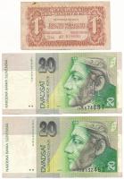 Csehszlovákia 1944. 1K + Szlovákia 2001-2004. 20K (2xklf) T:F,VG Czechoslovakia 1944. 1 Koruna + Slovakia 2001-2004. 20 Korun (2xdiff) C:F,VG Krause P#45a, P#20