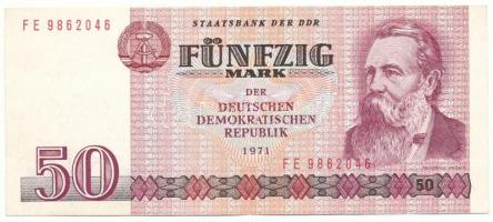 Német Demokratikus Köztársaság 1971. 50M "FE 9862046" T:XF GDR 1971. 50 Mark "FE 9862046" C:XF Krause P#30