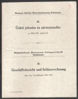 1914 Fővárosi Sörfőző Részvénytársaság Kőbányán III. Üzleti jelentés és zárószámadás az 1914-1915. üzletévről
