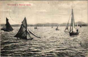 1906 Balaton, vitorlások. D.K. Bp. 1906.-1059. (fl)