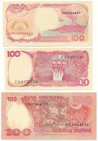 Indonézia 1977. 100R + 1984. 100R + 1992. 100R T:AU,XF, hajtatlan de hullámos papír
Indonesia 1977....