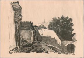 Bér jelzéssel, 2 db grafika: Tabán és Római részlet. Nyomat, papír. 28×35 és 22x30 cm