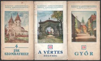 Budapest Székesfőváros iskolai kirándulóvonatai 4; 18; 19.: Ják - Szombathely, A Vértes-hegység, Győr. Kiadói papírkötés, kopottas állapotban.